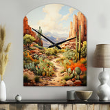 Mexico Cactus Oasis Impasto I - Asymmetric Metal Wall Clock