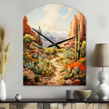 Mexico Cactus Oasis Impasto I - Asymmetric Metal Wall Clock
