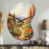 Mexico Cactus Oasis Impasto I - Asymmetric Metal Wall Clock
