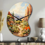 Mexico Cactus Oasis Impasto I - Asymmetric Metal Wall Clock