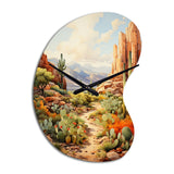 Mexico Cactus Oasis Impasto I - Asymmetric Metal Wall Clock