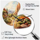 Mexico Cactus Oasis Impasto I - Asymmetric Metal Wall Clock