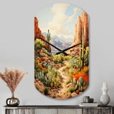Mexico Cactus Oasis Impasto I - Asymmetric Metal Wall Clock