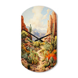 Mexico Cactus Oasis Impasto I - Asymmetric Metal Wall Clock