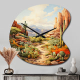 Mexico Cactus Oasis Impasto I - Asymmetric Metal Wall Clock