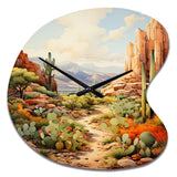 Mexico Cactus Oasis Impasto I - Asymmetric Metal Wall Clock