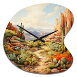 Mexico Cactus Oasis Impasto I - Asymmetric Metal Wall Clock