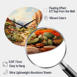 Mexico Cactus Oasis Impasto I - Asymmetric Metal Wall Clock