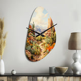 Mexico Cactus Oasis Impasto I - Asymmetric Metal Wall Clock