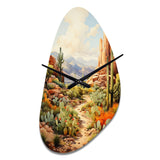 Mexico Cactus Oasis Impasto I - Asymmetric Metal Wall Clock
