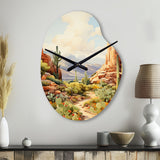 Mexico Cactus Oasis Impasto I - Asymmetric Metal Wall Clock