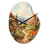 Mexico Cactus Oasis Impasto I - Asymmetric Metal Wall Clock
