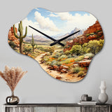 Mexico Cactus Oasis Impasto II - Asymmetric Metal Wall Clock
