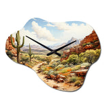 Mexico Cactus Oasis Impasto II - Asymmetric Metal Wall Clock