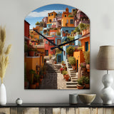 Colorful Mexico Colorful Casas This IX - Asymmetric Metal Wall Clock