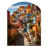 Colorful Mexico Colorful Casas This IX - Asymmetric Metal Wall Clock