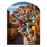 Colorful Mexico Colorful Casas This IX - Asymmetric Metal Wall Clock