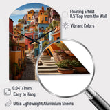 Colorful Mexico Colorful Casas This IX - Asymmetric Metal Wall Clock