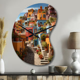 Colorful Mexico Colorful Casas This IX - Asymmetric Metal Wall Clock