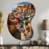 Colorful Mexico Colorful Casas This IX - Asymmetric Metal Wall Clock