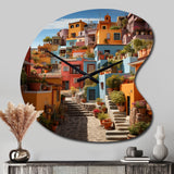 Colorful Mexico Colorful Casas This IX - Asymmetric Metal Wall Clock