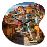 Colorful Mexico Colorful Casas This IX - Asymmetric Metal Wall Clock