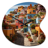 Colorful Mexico Colorful Casas This IX - Asymmetric Metal Wall Clock