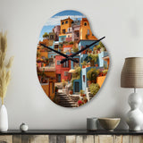 Colorful Mexico Colorful Casas This IX - Asymmetric Metal Wall Clock