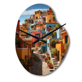 Colorful Mexico Colorful Casas This IX - Asymmetric Metal Wall Clock