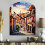 Colorful Mexico Magical Oaxaca Surrealism I - Asymmetric Metal Wall Clock
