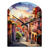 Colorful Mexico Magical Oaxaca Surrealism I - Asymmetric Metal Wall Clock