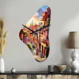Colorful Mexico Magical Oaxaca Surrealism I - Asymmetric Metal Wall Clock