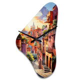 Colorful Mexico Magical Oaxaca Surrealism I - Asymmetric Metal Wall Clock
