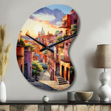 Colorful Mexico Magical Oaxaca Surrealism I - Asymmetric Metal Wall Clock