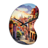 Colorful Mexico Magical Oaxaca Surrealism I - Asymmetric Metal Wall Clock