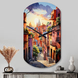 Colorful Mexico Magical Oaxaca Surrealism I - Asymmetric Metal Wall Clock