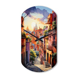 Colorful Mexico Magical Oaxaca Surrealism I - Asymmetric Metal Wall Clock