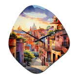 Colorful Mexico Magical Oaxaca Surrealism I - Asymmetric Metal Wall Clock