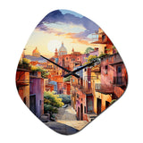 Colorful Mexico Magical Oaxaca Surrealism I - Asymmetric Metal Wall Clock