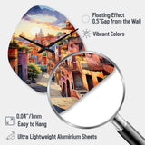 Colorful Mexico Magical Oaxaca Surrealism I - Asymmetric Metal Wall Clock