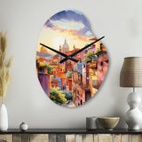 Colorful Mexico Magical Oaxaca Surrealism I - Asymmetric Metal Wall Clock