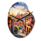 Colorful Mexico Magical Oaxaca Surrealism I - Asymmetric Metal Wall Clock