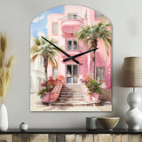 Pink Miami Artful Facades II - Asymmetric Metal Wall Clock