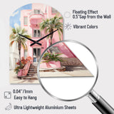Pink Miami Artful Facades II - Asymmetric Metal Wall Clock