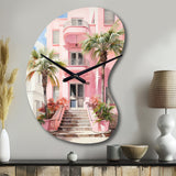 Pink Miami Artful Facades II - Asymmetric Metal Wall Clock