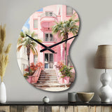 Pink Miami Artful Facades II - Asymmetric Metal Wall Clock