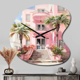 Pink Miami Artful Facades II - Asymmetric Metal Wall Clock