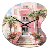Pink Miami Artful Facades II - Asymmetric Metal Wall Clock
