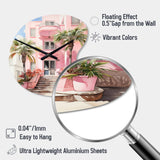 Pink Miami Artful Facades II - Asymmetric Metal Wall Clock