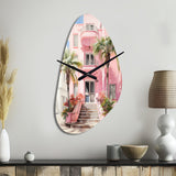 Pink Miami Artful Facades II - Asymmetric Metal Wall Clock